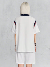 Polo Collar Contrast Color Street-Style Fashionable Playful Alphabet Print Top And Shorts Set